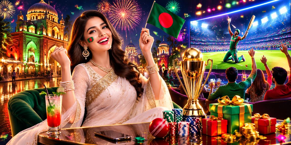 সোনারগাঁওয়ে লাল-সবুজ পতাকার সামনে ক্রিকেট বেটিং দৃশ্য